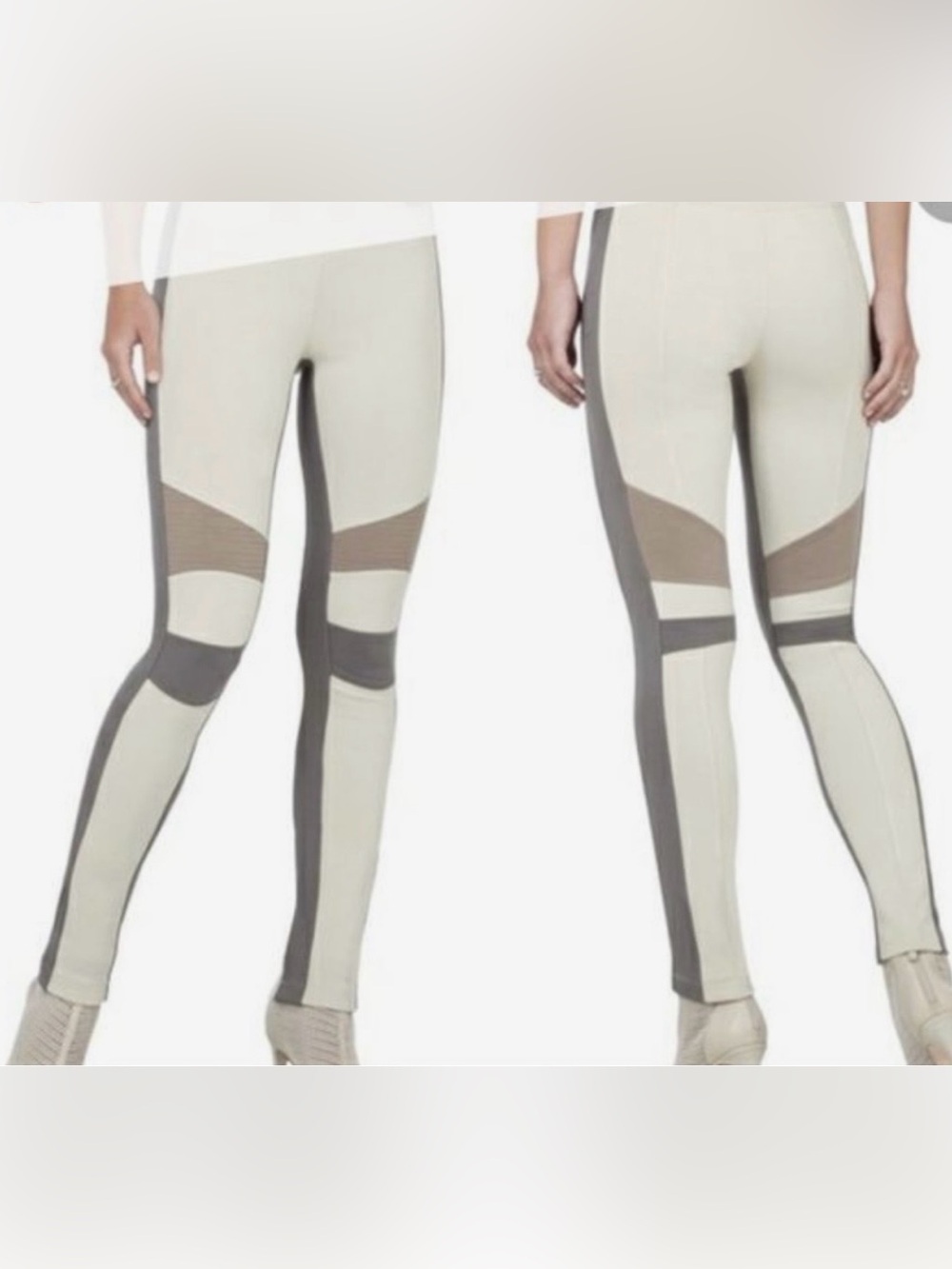 BCBGMaxAzria ‘Kervin’ Leggings in Cream and Gray Motto Colorblock